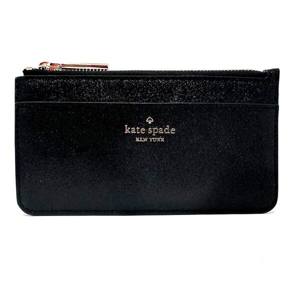 Kate Spade Tinsel Boxed Large Slim Card Holder in Black K9256 - Picture 1 of 9